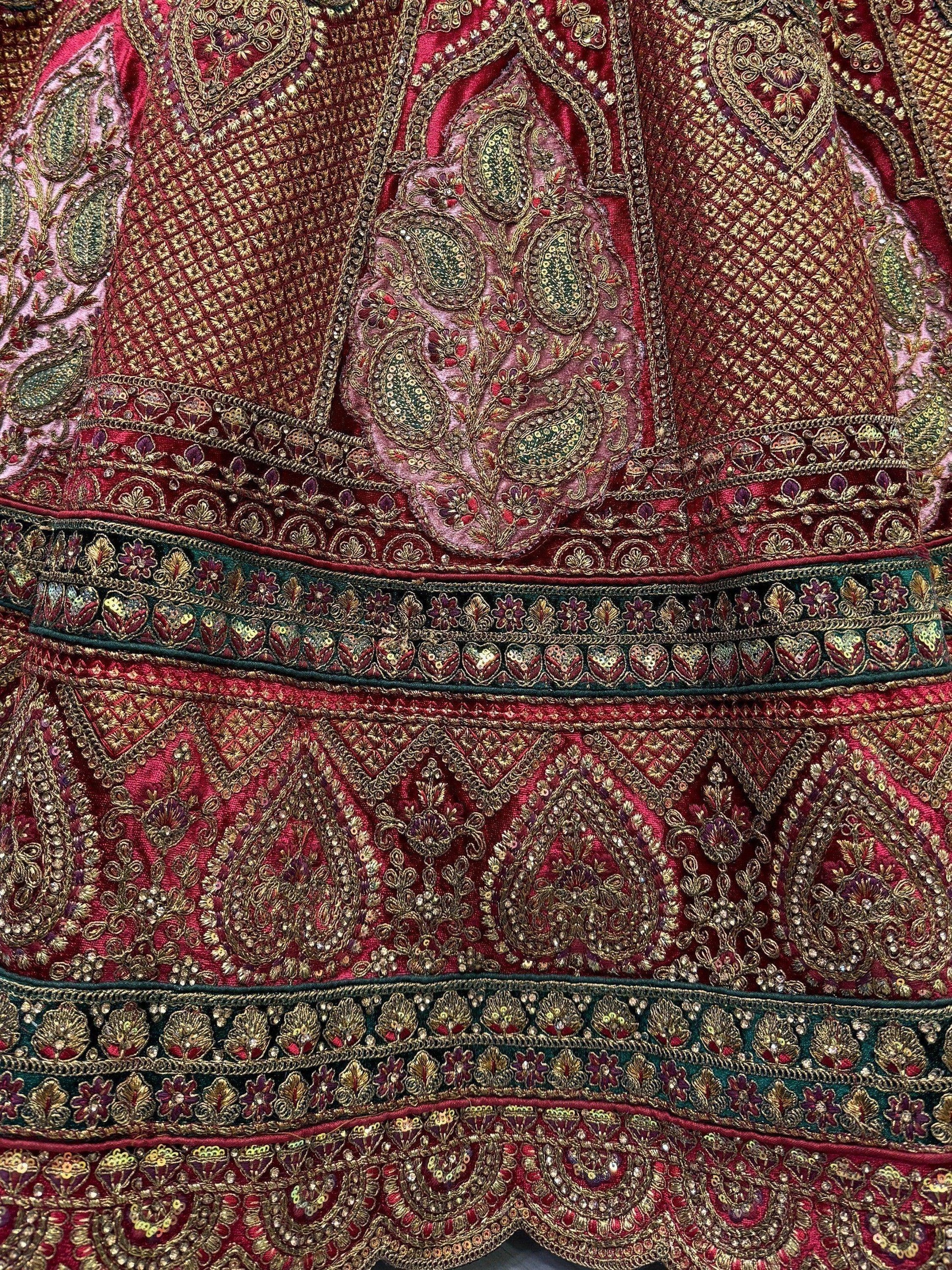 Awesome Maroon Dori Work Velvet Lehenga Choli With Double Dupatta - Zeel Clothing