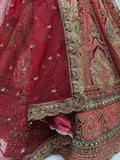 Awesome Maroon Dori Work Velvet Lehenga Choli With Double Dupatta - Zeel Clothing