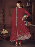 Awesome Maroon Embroidered Georgette Anarkali Suit With Dupatta - Zeel Clothing
