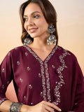 Awesome Maroon Embroidered Silk Traditional Palazzo Suit With Dupatta - Zeel Clothing