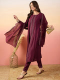 Awesome Maroon Embroidered Silk Traditional Pant Suit With Dupatta - Zeel Clothing