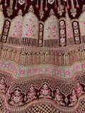 Awesome Maroon Embroidered Velvet Bridal Lehenga Choli With Dupatta - Zeel Clothing