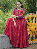 Awesome Maroon Gota Patti Lace Silk Navratri Special Lehenga Choli With Jacket - Zeel Clothing