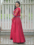 Awesome Maroon Gota Patti Lace Silk Navratri Special Lehenga Choli With Jacket - Zeel Clothing