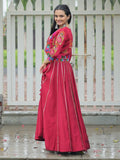Awesome Maroon Gota Patti Lace Silk Navratri Special Lehenga Choli With Jacket - Zeel Clothing