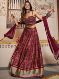 Awesome Maroon Patola Silk Wedding Wear Lehenga With Embroidered Choli - Zeel Clothing