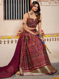 Awesome Maroon Patola Silk Wedding Wear Lehenga With Embroidered Choli - Zeel Clothing
