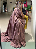 Awesome Mauve Arca Work Gadhawal Chex Event Wear Saree With Blouse - Zeel Clothing
