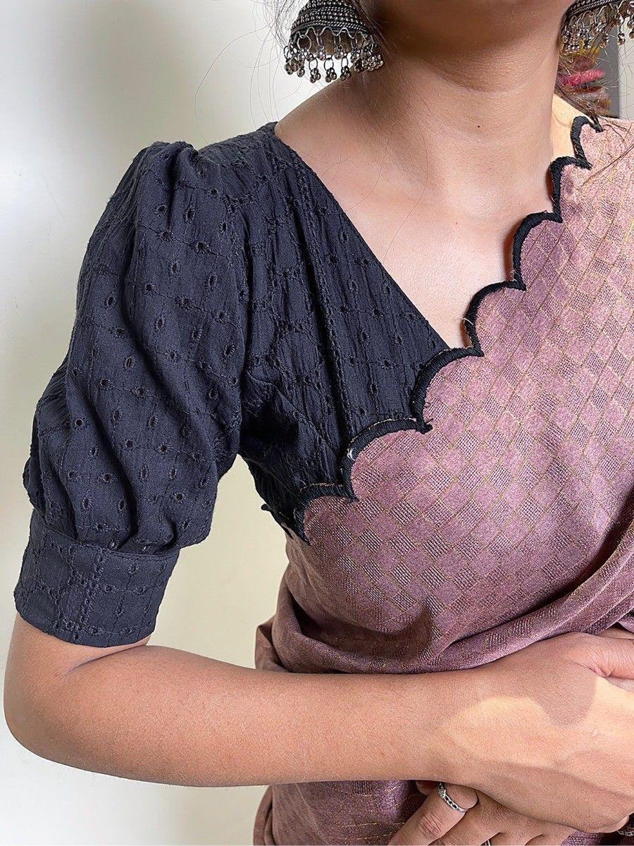 Awesome Mauve Arca Work Gadhawal Chex Event Wear Saree With Blouse - Zeel Clothing
