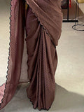 Awesome Mauve Arca Work Gadhawal Chex Event Wear Saree With Blouse - Zeel Clothing