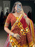 Awesome Mauve Kashmiri Print Tussar Silk Lehenga Choli With Dupatta