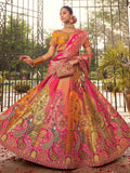 Awesome Multi-Color Embroidered Banarasi Silk Bridal Lehenga Choli - Zeel Clothing