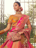 Awesome Multi-Color Embroidered Banarasi Silk Bridal Lehenga Choli - Zeel Clothing