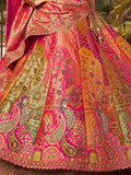 Awesome Multi-Color Embroidered Banarasi Silk Bridal Lehenga Choli - Zeel Clothing