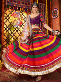 Awesome Multi-Color Muslin Silk Navratri Wear Lehenga With Thread Work Choli - Zeel Clothing