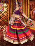 Awesome Multi-Color Muslin Silk Navratri Wear Lehenga With Thread Work Choli - Zeel Clothing