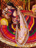 Awesome Multi-Color Muslin Silk Navratri Wear Lehenga With Thread Work Choli - Zeel Clothing