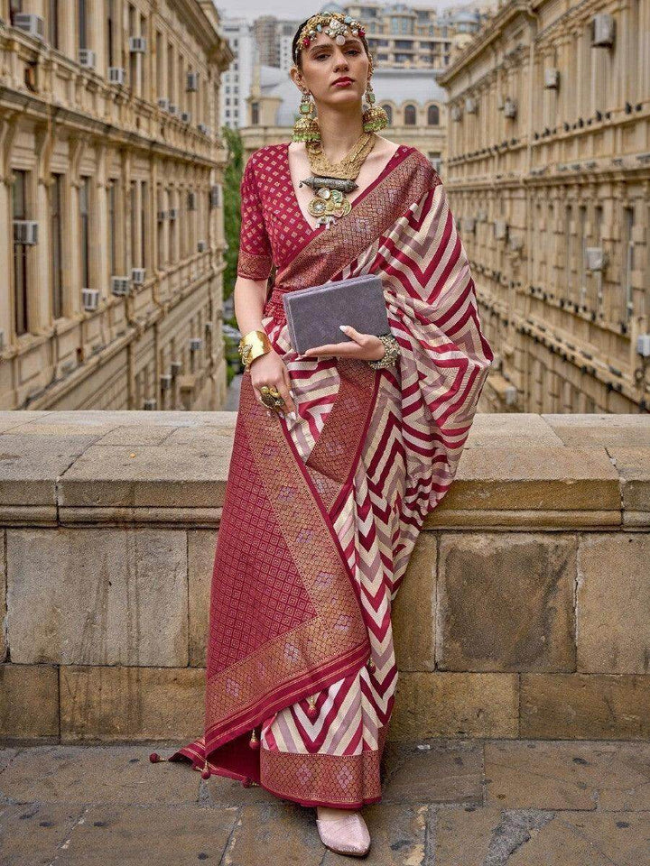 Awesome Multi-color Weavon Work Silk Designer Saree With A Blouse - Zeel Clothing