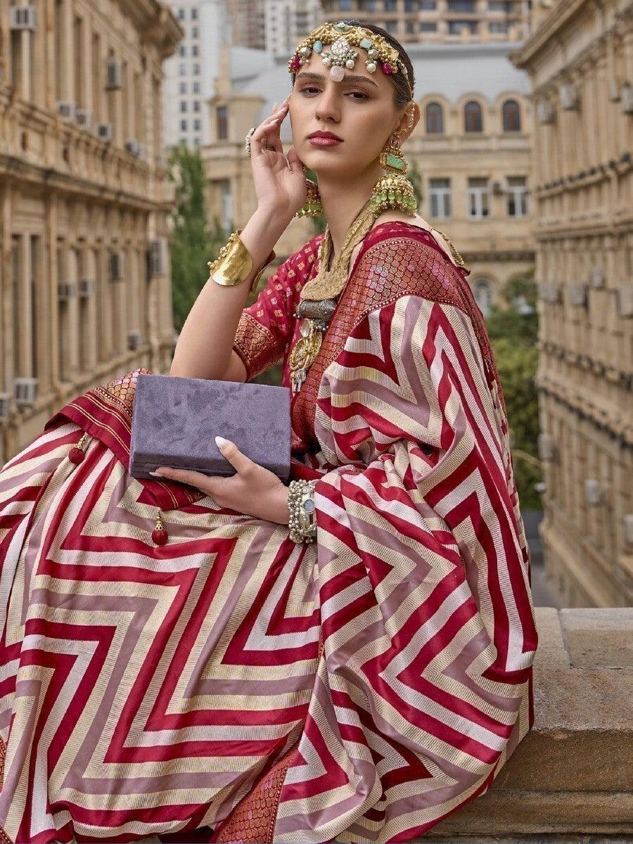 Awesome Multi-color Weavon Work Silk Designer Saree With A Blouse