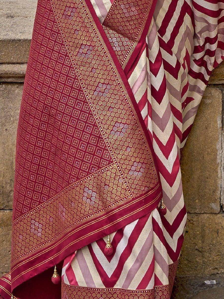 Awesome Multi-color Weavon Work Silk Designer Saree With A Blouse - Zeel Clothing