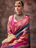 Awesome Multi-Color Zari Weaving Silk Wedding Wear Saree With Blouse - Zeel Clothing