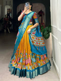 Awesome Mustard Yellow Printed Silk Onam Special Lehenga Choli - Zeel Clothing