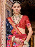 Awesome Navy Blue Printed Silk Festival Wear Saree With Blouse - Zeel Clothing