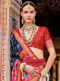 Awesome Navy Blue Printed Silk Festival Wear Saree With Blouse - Zeel Clothing