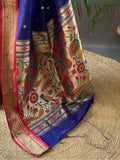 Awesome Navy Blue Zari Weaving Silk Events Wear Saree - Zeel Clothing