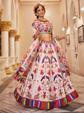 Awesome Off-White Printed Art Silk Festive Wear Lehenga Choli With Dupatta - Zeel Clothing
