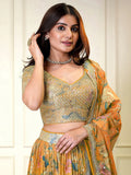 Awesome Orange Printed Organza Festival Wear Lehenga Choli - Zeel Clothing