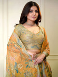 Awesome Orange Printed Organza Festival Wear Lehenga Choli - Zeel Clothing