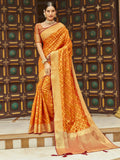 Awesome Orange Zari Weaving Silk Traditional Saree With Blouse - Zeel Clothing