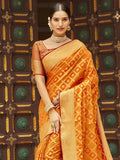 Awesome Orange Zari Weaving Silk Traditional Saree With Blouse - Zeel Clothing