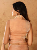 Awesome Peach Organza Ready To Wear Designer Saree With Blouse - Zeel Clothing
