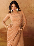 Awesome Peach Organza Ready To Wear Designer Saree With Blouse - Zeel Clothing
