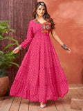 Awesome Pink Bandhani Print Georgette Navratri Wear Gown - Zeel Clothing