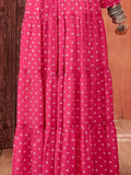 Awesome Pink Bandhani Print Georgette Navratri Wear Gown - Zeel Clothing