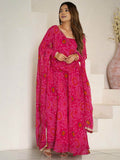 Awesome Pink Bandhej Print Georgette Event Wear Anarkali Suit - Zeel Clothing