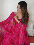 Awesome Pink Bandhej Print Georgette Event Wear Anarkali Gown