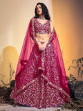 Awesome Pink Embroidered Soft Net Wedding Wear Lehenga Choli - Zeel Clothing
