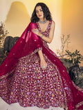 Awesome Pink Embroidered Soft Net Wedding Wear Lehenga Choli - Zeel Clothing