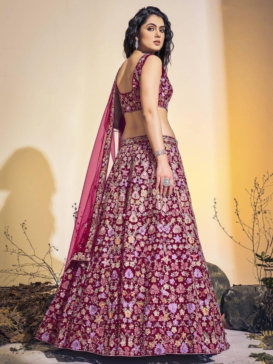 Awesome Pink Embroidered Soft Net Wedding Wear Lehenga Choli - Zeel Clothing
