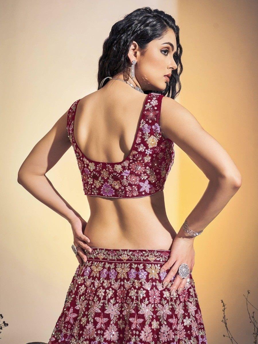 Awesome Pink Embroidered Soft Net Wedding Wear Lehenga Choli - Zeel Clothing