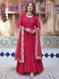 Awesome Pink Georgette Wedding Wear Gown With Dupatta - Zeel Clothing