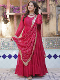 Awesome Pink Georgette Wedding Wear Gown With Dupatta - Zeel Clothing