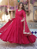 Awesome Pink Georgette Wedding Wear Gown With Dupatta - Zeel Clothing