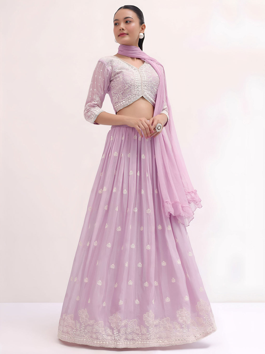 Awesome Pink Sequins Georgette Party Wear Lehenga Choli