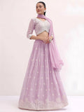 Awesome Pink Sequins Georgette Party Wear Lehenga Choli
