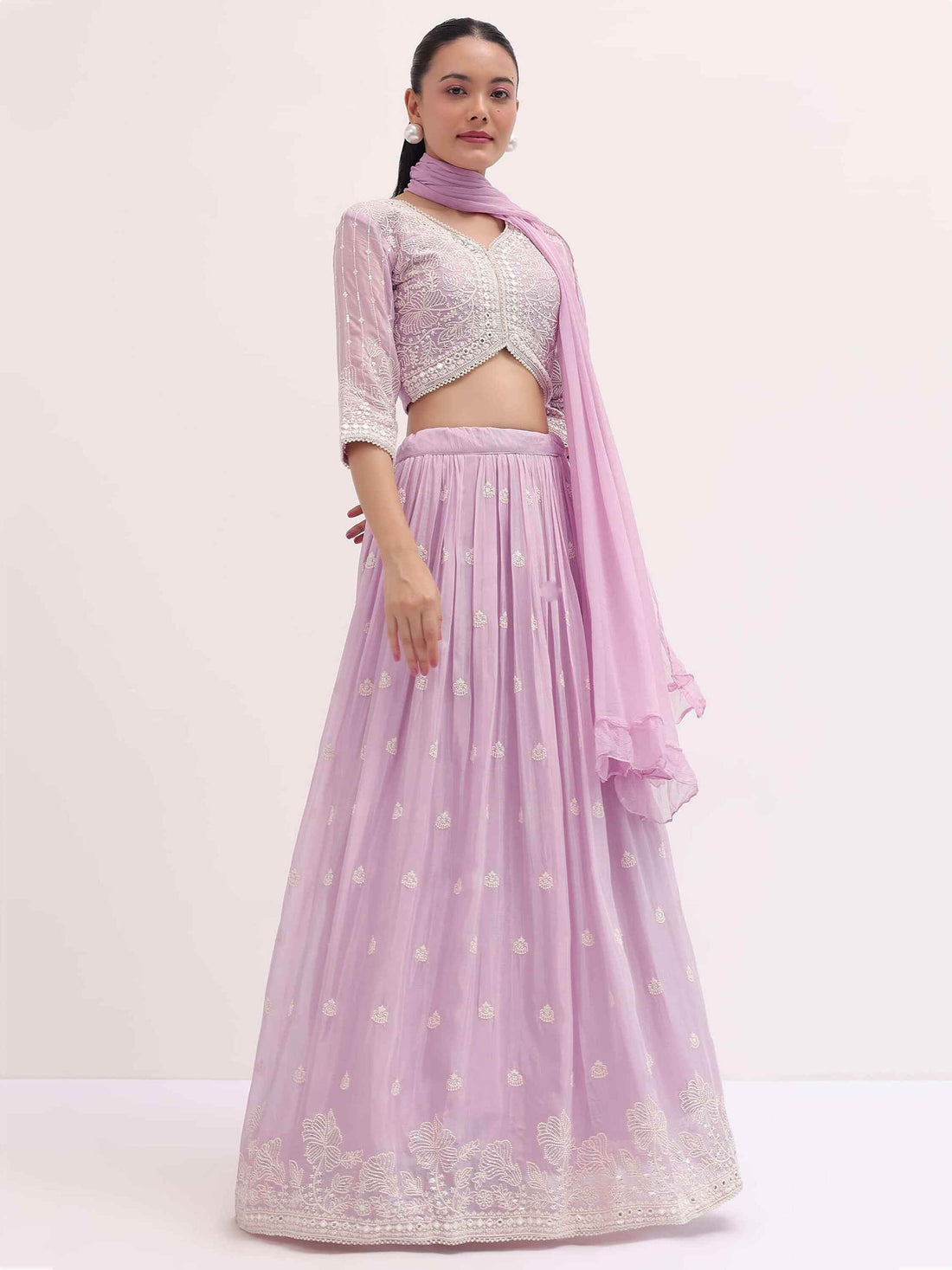 Awesome Pink Sequins Georgette Party Wear Lehenga Choli - Zeel Clothing